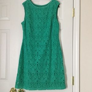 Jessica Howard Green Lace Dress Size 14, no sleeve